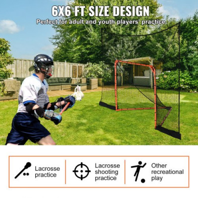 VEVOR Portería de Lacrosse con Cubierta Extendida Jaula de Lacrosse 3,6x2,8 m con Red y Bolsa de Transporte Equipo de Entrenamiento de Fácil Instalación en Patio Trasero, Jardín, Parque al Aire Libre