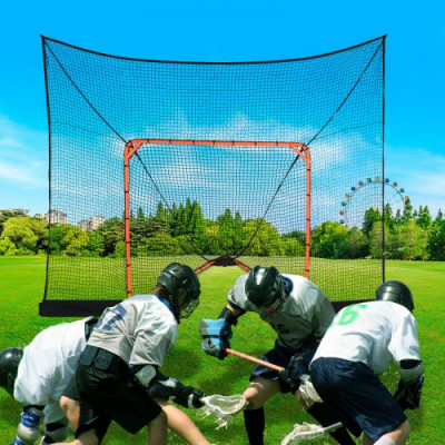 VEVOR Portería de Lacrosse con Cubierta Extendida Jaula de Lacrosse 3,6x2,8 m con Red y Bolsa de Transporte Equipo de Entrenamiento de Fácil Instalación en Patio Trasero, Jardín, Parque al Aire Libre