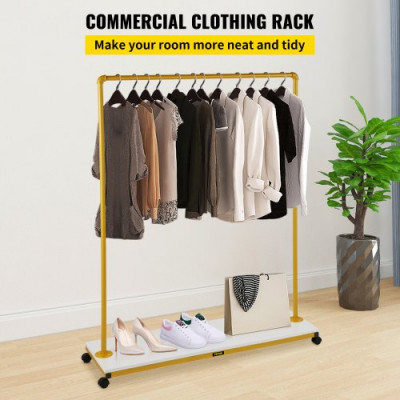 Perchero de Ropa 120 x 36 x 160 cm Perchero de Burro Independiente Material de Metal y Madera MDF, Capacidad de 150 lbs Perchero de Ropa Resistente con Ruedas para Uso Doméstico o Comercial