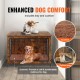 Comprar Jaula para Perros 98x65x68cm Muebles Modernos de Madera para Jaula para Perros Mesa Auxiliar Interior Multiusos con Puerta Doble y Bandeja Fácil Montaje para Perros de hasta 70kg, Marrón Rústico