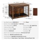 Buy Dog Cage 98x65x68cm Modern Wooden Dog Cage Furniture Multipurpose Indoor Side Table with Double Door and Tray Easy Assembly for Dogs up to 70kg, Rustic Brown