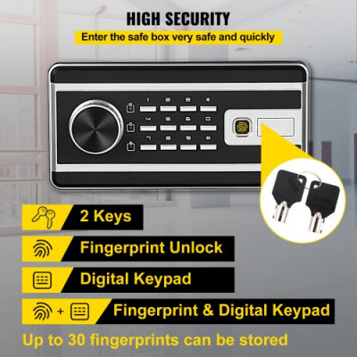 Caja Fuerte de Seguridad con Huella Dactilar 48L Caja Fuerte Antirrobo del Hogar 34,5 x 20 x 39,5 cm Huella Digital Contraseña Llave WiFi Abierto del Hotel de Oficina en Casa Caja de Seguridad