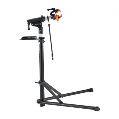 VEVOR Soporte Plegable para Taller de Bicicletas Carga de 30 kg Soporte de Reparación de Bicicletas Ajustable en Altura, Abrazadera Giratoria de 360° con Soporte para Herramientas para Mantenimiento