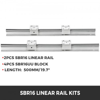 Guia Lineal 2 X 500mm SBR16 4PCS SBR16UU Bloque para máquinas de Cnc Adecuado para enrutadores de bricolaje molinos y tornos ampliamente