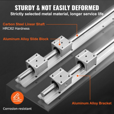 VEVOR 2PCS SBR20 2200mm Carril de guía lineal Carril deslizante 4 PCS SBR20UU Bloque de rodamiento