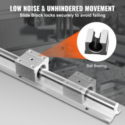 VEVOR 2PCS SBR20 2200mm Carril de guía lineal Carril deslizante 4 PCS SBR20UU Bloque de rodamiento