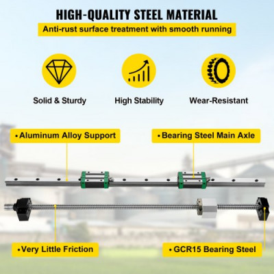 Carril Guía Lineal HGR20-1000mm Recorrido Carril de Deslizamiento Lineal HGR20-1000mm para Kit CNC Adecuado para Equipos Automáticos Equipos de Medición de Precisión