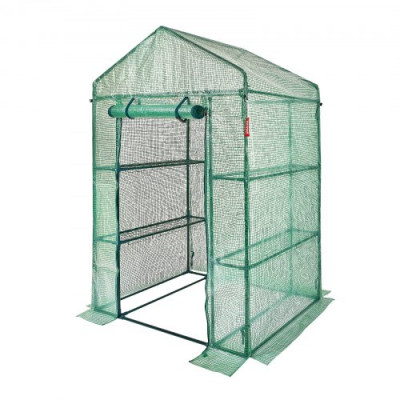 VEVOR Invernadero de Jardín 141x74,5x205 cm Carpa Lona de PE de Alta Resistencia para Plantas con 4 Estantes, Puerta y Ventanas Marco de Acero Montaje Fácil Ideal para Plantar Flores Almacenamiento