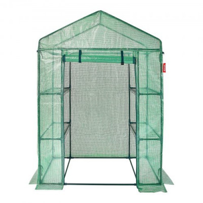 VEVOR Invernadero de Jardín 141x74,5x205 cm Carpa Lona de PE de Alta Resistencia para Plantas con 4 Estantes, Puerta y Ventanas Marco de Acero Montaje Fácil Ideal para Plantar Flores Almacenamiento