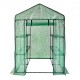 Buy Garden Greenhouse 141x141x200 cm PE Tarpaulin Plant Tent with 4 Shelves 15kg Load with Door and Windows Steel Frame Easy Assembly Ideal for Planting Flowers Storage, Green