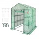 Buy Garden Greenhouse 141x141x200 cm PE Tarpaulin Plant Tent with 4 Shelves 15kg Load with Door and Windows Steel Frame Easy Assembly Ideal for Planting Flowers Storage, Green