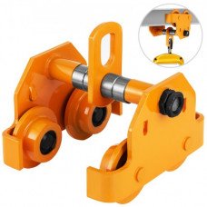VEVOR 0.5T Carro de Viga Manual para Cargas Pesadas, con Viga en I, Grúa Manual de Viga de Acero, Carro de Elevación de Empuje Amarillo, para Almacenes, Garajes y Fábricas