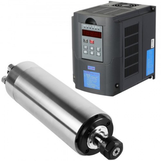 Comprar 1,5 KW con Refrigeración por Agua Motor de Giro 65 x 188 mm 1,5 KW 8000-24000 R/min 220V~250V ER11(3,175mm,4mm,6mm) Mandril de Pinza, 1,5KW Variador de Frecuencia 208-240VAC 48-63Hz 1 y 3 Fases