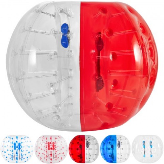 Bubble Soccer Pelota de Burbuja Zorb Ball Bola Inflable Pelotas Hinchables Gigantes Bubble Ball Bubble Football 1.5 M Transparente y Rojo con Manijas