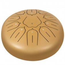 VEVOR Tambor de Lengua de Acero 11 Notas, Handpan de 25 cm, Tambor de Acero Colgante Dorado, Instrumentos de Percusión de Tambores de Acero con Bolsa, Libro, Mazas y Soporte de Mazo