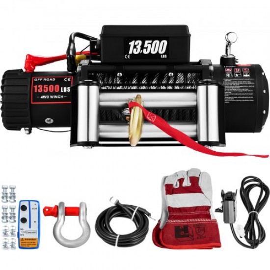 Buy Electric Winch 6123.5kg, 12V Electric Winch, 27m Heavy Duty Steel Rope, Electric Winch, Electric Hoists with Wireless Remote Control and 4.85kW Motor