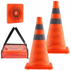 VEVOR Cono de Tráfico Reflectante 2 Piezas 45 cm Pedestal de Obra Plegable Portátil Cono de Seguridad de Base Ancha con Bolsa de Transporte para Demarcación de Estacionamiento en Carretera