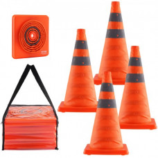 VEVOR Cono de Tráfico Reflectante 4 Piezas 45 cm Pedestal de Obra Plegable Portátil Cono de Seguridad de Base Ancha con Bolsa de Transporte para Demarcación de Estacionamiento en Carretera