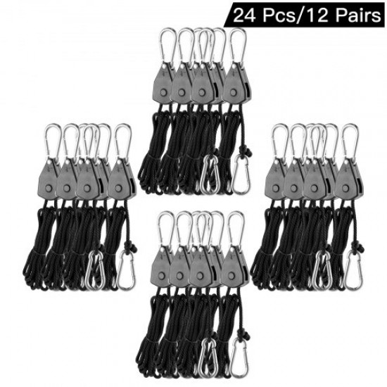 Comprar Ganchos de Clip de Cuerda 12 Pares (24 piezas) Ajustables Perchas de Trinquete de Cuerda para Luces de Crecimiento y Cultivo Percha Colgante con