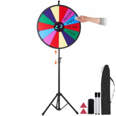 Rueda de Premio Mesa de Color 61 cm con Trípode Plegable, Soporte de 14 Ruedas, Rueda de Color con Pies de Goma Antideslizantes, Altura Ajustable de 117-155cm, Peso de 4,3 kg de Alta Resistencia