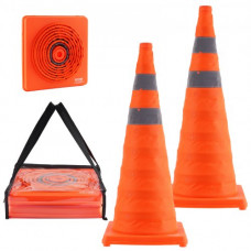VEVOR Cono de Tráfico Reflectante 2 Piezas 70 cm Pedestal de Obra Plegable Portátil Cono de Seguridad de Base Ancha con Bolsa de Transporte para Demarcación de Estacionamiento en Carretera