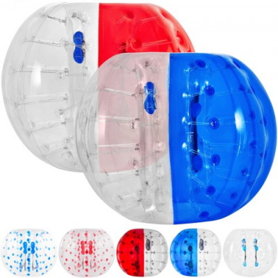 Bubble Soccer Pelota de Burbuja Zorb Ball Bola Inflable Pelotas Hinchables Gigantes Bubble Ball Bubble Football 1.5 M Transparente con Rojo y Azul con Manijas 2 Piezas