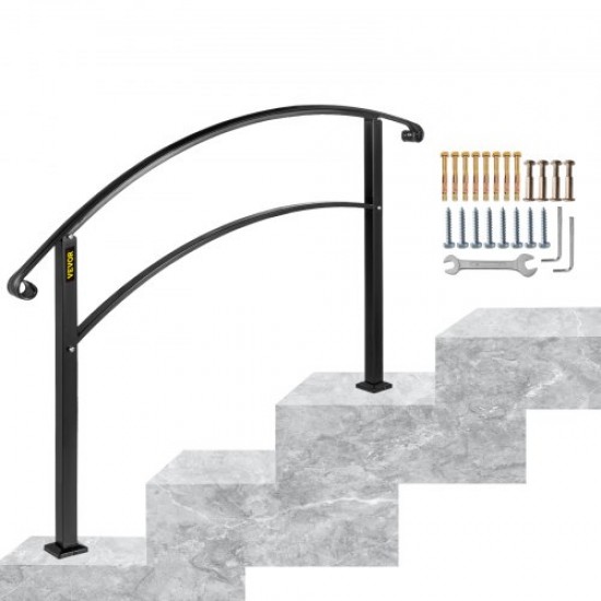 Buy Stair Handrails Stair Railings for 3 Step Stairs Black Wrought Iron Handrail