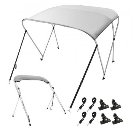 Comprar Bimini para Barco con 3 Arcos 182x117x155-167 cm Parte Superior Bimini Estructura de Aleación de Aluminio y Lona de Poliéster 900D Toldo Parasol Plegable para Cabina de Velero Barca, Gris Claro