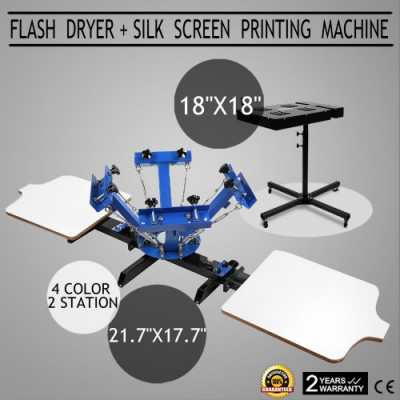 4 COLORE 2 STAZIONE SERIGRAFIA PRESS KIT MACCHINA FLASH DRYER STRUMENTI FAI DA TE