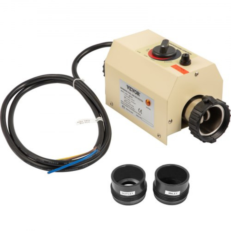 Termostato de Calefacción SPA, 220-240 V 50-60 Hz, Calentador de Agua SPA 2 kW, Calentador de Agua Piscina 264 x 124 x 124 mm, Termostato de Piscina con Interfaz de 50 mm, de Acero Inoxidable