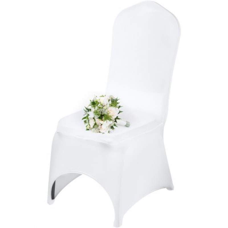 Fundas para Sillas de Boda para Altura de Silla de 89-98 cm, Cubiertas para Sillas Blancas 50 Piezas, Fundas de Sillas de Licra sin Brazos Poliéster y Elástico, Fiesta Celebración Decoración