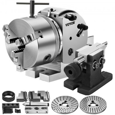 BS-0 Cabeza Divisora de Precisión con Mandril de 3 Mordazas Contrapunto, Cabezal Divisor MT2 con Mandril de 125 mm, Cabezal Divisorio 23 kg, Altura de Centro de Indexación 100 mm con Placas