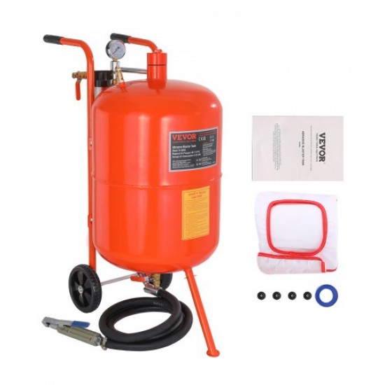 Buy Sandblasting Machine, Working Pressure 60-125 psi Steel Mobile Sandblaster, 4 Ceramic Nozzles 2 Wheels Sandblaster for Removing Paint or Rust (75L)