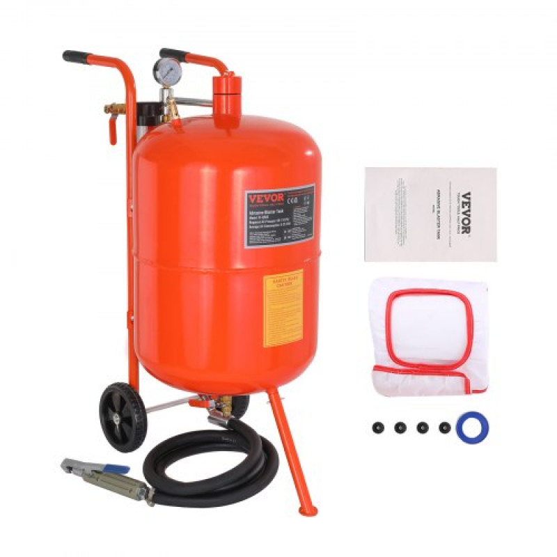 Máquina de Chorro de Arena, Presión de Funcionamiento 60-125 psi Acero Chorro de Arena Móvil, 4 Boquillas de Cerámica 2 Ruedas Chorreadora de Arena para Eliminar Pintura u Óxido (75L)