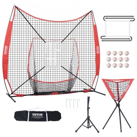 Comprar Red de Entrenamiento de Béisbol y Softbol 244x211 cm, Red para Golpear, Atrapar, Lanzar, Equipo de Béisbol con Estructura en Arco, Bolsa de Transporte, Zona de Golpe, 12 Bolas, Tee, Colector