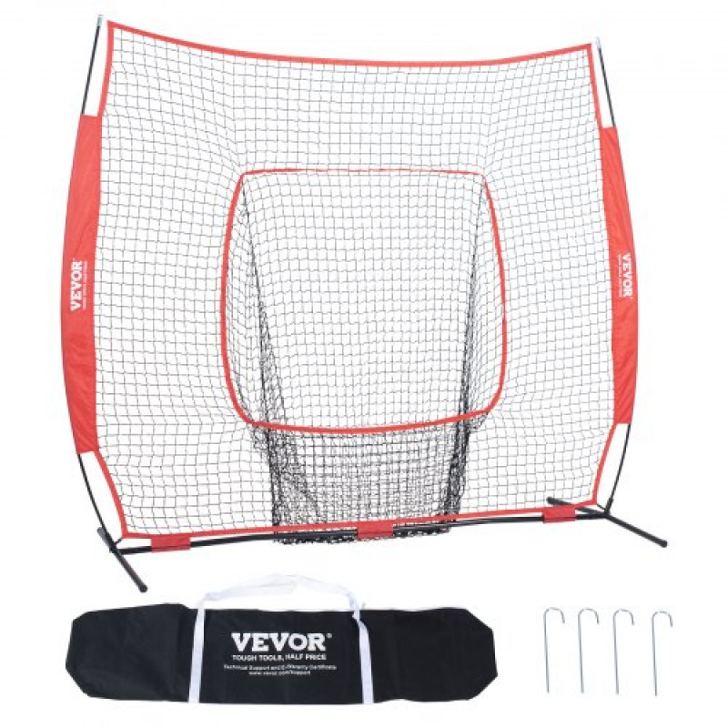 VEVOR Red de entrenamiento de béisbol y softbol de 84 x 83 pulgadas, red para golpear, atrapar, lanzar, equipo de béisbol con bolsa de transporte y zona de golpe para jóvenes al aire libre