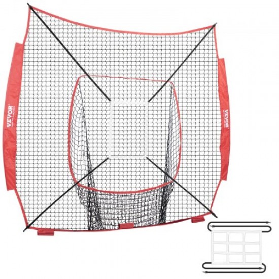 Comprar Red de Entrenamiento de Béisbol de Softbol Red de Lanzamiento de Béisbol Portátil de 84" x 83" con Marcos de Objetivo y 9 Orificios y Bolsa de Transporte para Receptor de Lanzador Exterior