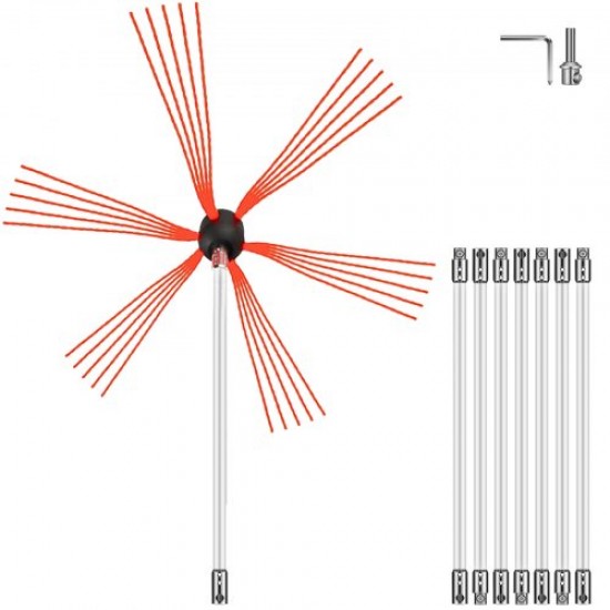 Comprar Cepillo Chimenea Deshollinador Cepillo Nylon Cepillo Deshollinador 8 m Kit Deshollinador Flexibles 8 Varillas Deshollinador de Chimeneas