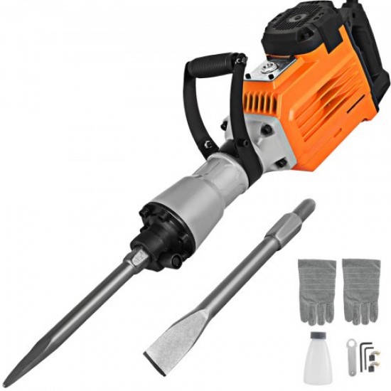 Buy Demolition Hammer 3600 W Professional Electric Hammer, 60 J Demolition Hammer, 1800 BPM with Flat Chisel, Pointed Chisel and Complete Accessories 2 Handles for Concrete and Masonry