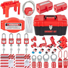 VEVOR 42 kits de etiquetado de bloqueo, kit de seguridad eléctrica Loto incluye candados, 5 tipos de bloqueos, cerrojos, etiquetas y bridas, caja, herramientas de seguridad de bloqueo para eliminación