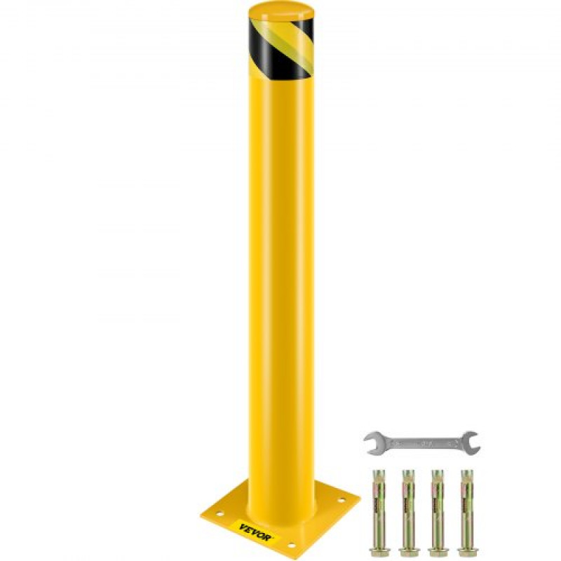 Bolardo de Seguridad Metal 91.4CM de Altura Bolardo de Acero Amarillo Tráfico Bolardo de Tubo de Acero para Seguridad del Tráfico