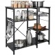 Buy 5 Tier Kitchen Bakers Rack Utility Storage Shelving 90 x 40 x 84 cm with 8 Hooks 118kg Capacity Microwave Oven Stand Shelf, Dark Grey