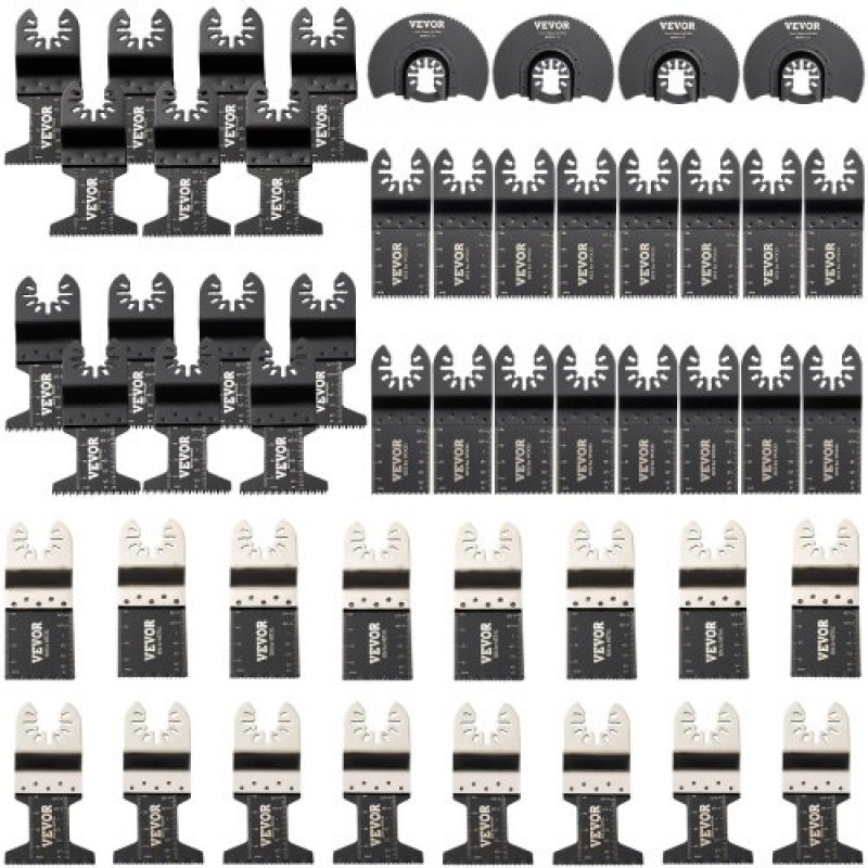 Hojas de Sierra Multiherramienta Oscilante 50 pcs Hojas de Sierra Oscilante 1-3/4", 1-3/8", 3-1/2" Cuchillas de Herramientas Oscilantes Material de HCS + Acero Inoxidable para Madera y Metal