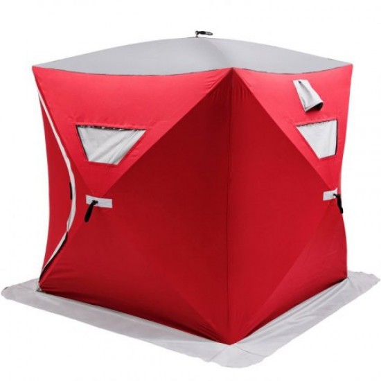 Buy Ice Fishing Shelters 203 x 228 x 170 cm, Winter Fishing Tent 300D Oxford Fabric, PVC, Red Waterproof Portable Shelter Tent with 2 Doors 2 Windows, for 3 Persons