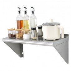 VEVOR Estante de Pared de Acero Inoxidable 610x305x63 mm Estante Flotante con Soporte Triangular Carga Máxima de 104 kg Estantería de Pared para Libros Portarretratos Plantas Oficina Baño Cocina