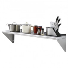 VEVOR Estante de Pared de Acero Inoxidable 1219x305x63 mm Estante Flotante con Soporte Triangular Carga Máxima de 127 kg Estantería de Pared para Libros Portarretratos Plantas Oficina Baño Cocina