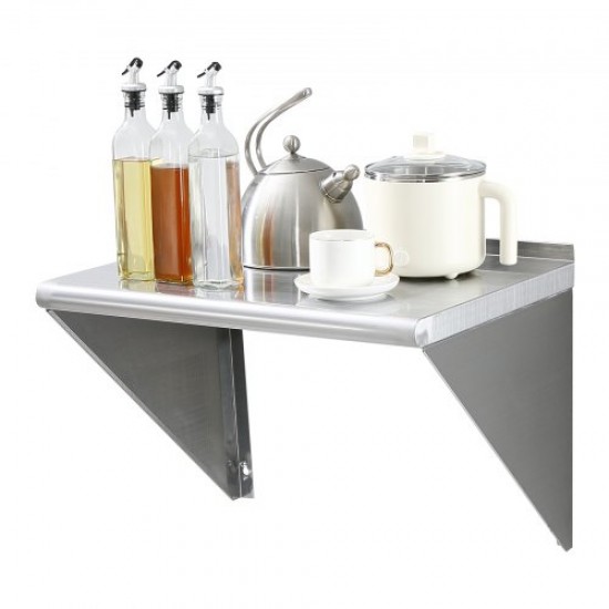 Buy Stainless Steel Wall Shelf 610 x 457 x 63 mm Floating Shelf with Triangle Bracket Max Load 136kg Wall Shelf for Books Picture Frames Plants Office Bathroom Kitchen