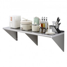 VEVOR Estante de Pared de Acero Inoxidable 1524 x 457 x 63 mm Estante Flotante con Soporte Triangular Carga Máxima de 204 kg Estantería de Pared para Libros Portarretratos Plantas Oficina Baño Cocina