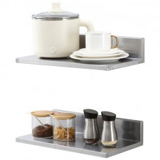 VEVOR Estantería de Acero Inoxidable de 406x218 mm Estante Flotante Montado en Pared con Protector contra Salpicaduras Carga de 20 kg Resistente para Restaurantes, Cocinas, Bares, Hogares, Hoteles