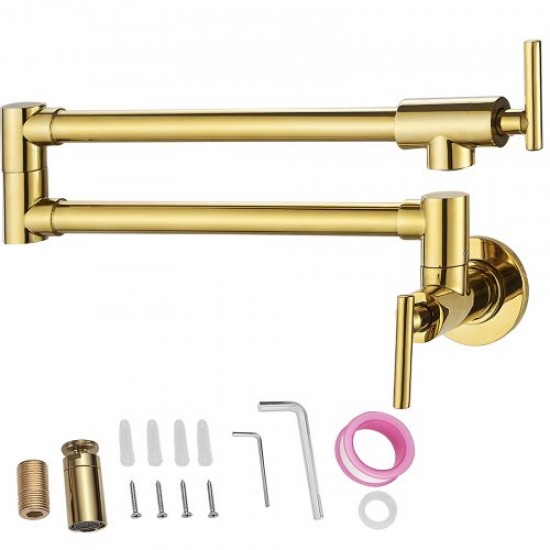 Buy Pot Filler Tap 67cm 360° Swivel Wall Mounted Kitchen Faucet Gold